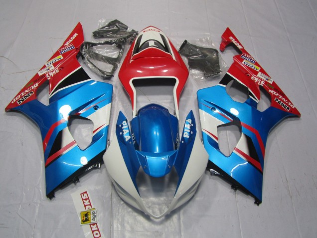 Blau & Rot 2003-2004 Suzuki GSXR 1000 Motorrad Verkleidungen