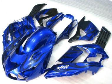 Blaue Flamme 2006-2011 Kawasaki ZX14R Motorrad Verkleidungen