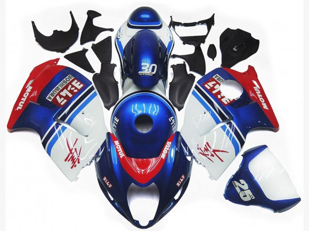 Blaues & Weißes Custom-Logo Motul 1997-2007 Suzuki GSXR 1300 Motorrad Verkleidungen