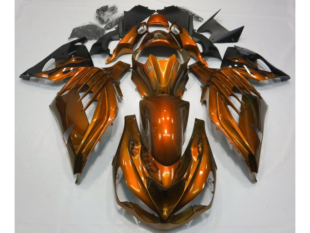 Gebranntes Orange Glänzend 2012-2021 Kawasaki ZX14R Motorrad Verkleidungen