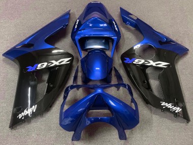 Glänzend Blau & Schwarz 2003-2004 Kawasaki ZX6R Motorrad Verkleidungen