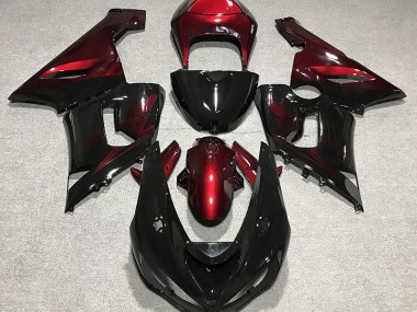 Glänzend Schwarz & Rot 2005-2006 Kawasaki ZX6R Motorrad Verkleidungen