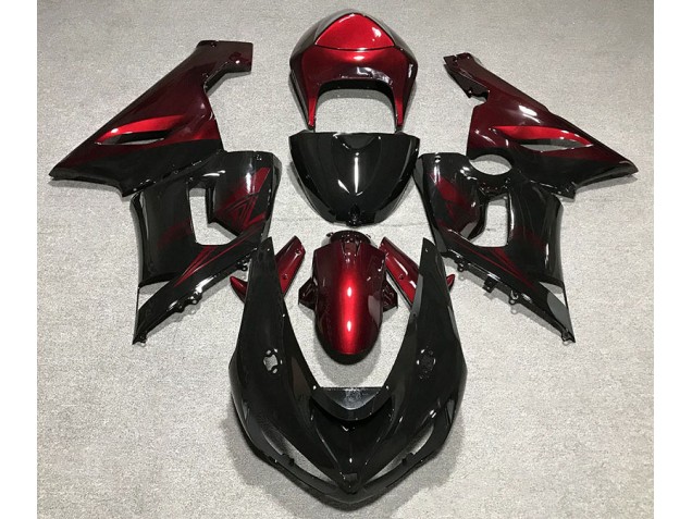 Glänzend Schwarz & Rot 2005-2006 Kawasaki ZX6R Motorrad Verkleidungen