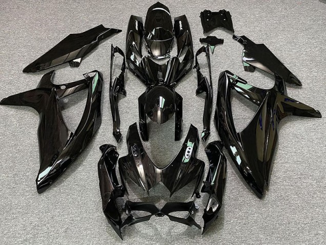 Glänzende Schwarze & Weiße Logos 2008-2010 Suzuki GSXR 600-750 Motorrad Verkleidungen