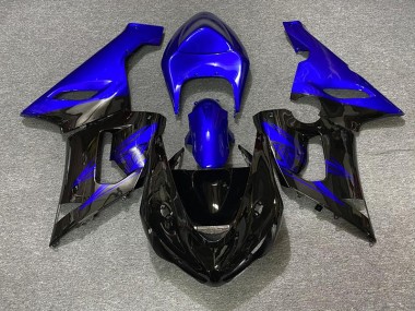 Glänzendes Schwarz & Blau 2005-2006 Kawasaki ZX6R Motorrad Verkleidungen