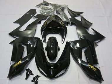 Glänzendes Schwarzes Gold 2006-2007 Kawasaki ZX10R Motorrad Verkleidungen