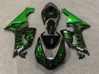 Grün Flamme 2005-2006 Kawasaki ZX6R Motorrad Verkleidungen