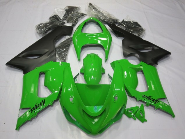 Grün Schwarz 2005-2006 Kawasaki ZX6R Motorrad Verkleidungen