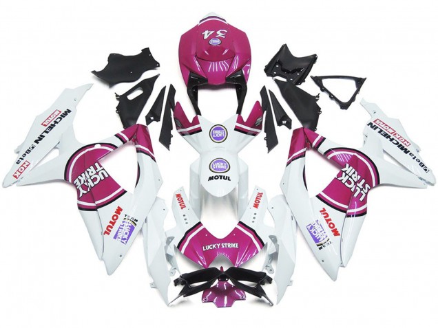 Pink 34 Lucky Strike 2008-2010 Suzuki GSXR 600-750 Motorrad Verkleidungen