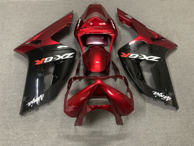 Rot Glänzend & Schwarz 2003-2004 Kawasaki ZX6R Motorrad Verkleidungen