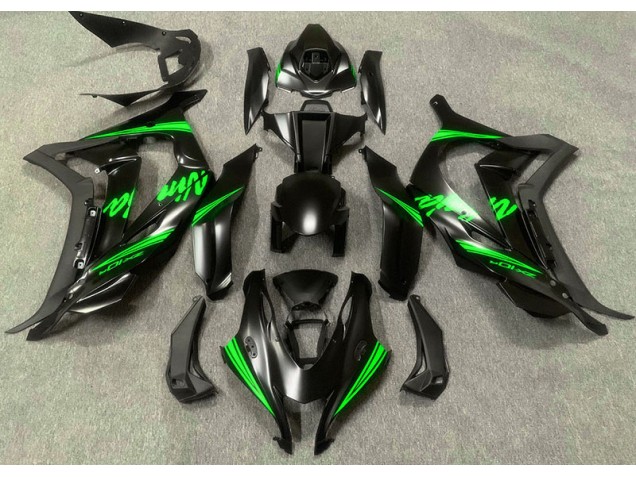 Satinschwarz & Grün 2016-2019 Kawasaki ZX10R Motorrad Verkleidungen