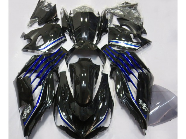 Schwarz Glänzend & Blau 2012-2021 Kawasaki ZX14R Motorrad Verkleidungen